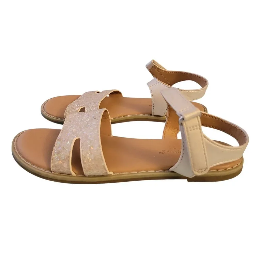 Cat & Jack Glitter Strap Sandals - Beige Pink